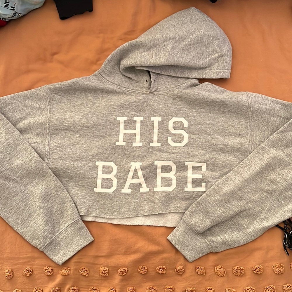 “His babe” crop hoodie - size small